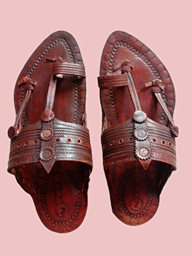 Picture of Shop for Special Designer Kolhapuri Chappal in Red Brown Mix - Handcrafted with Premium Quality Leather